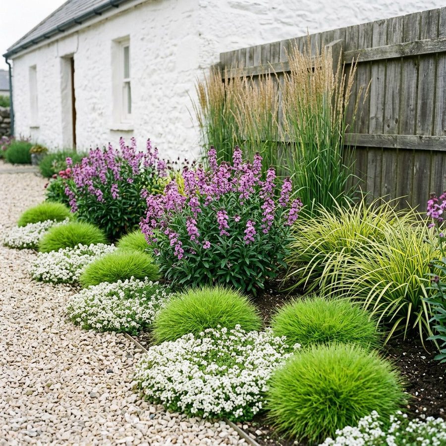 Illustration of the Stockholm border once established, planted with Festuca gautieri, Calamagrostis acut., Thymus praecox, Erysimum and Carex morrowii