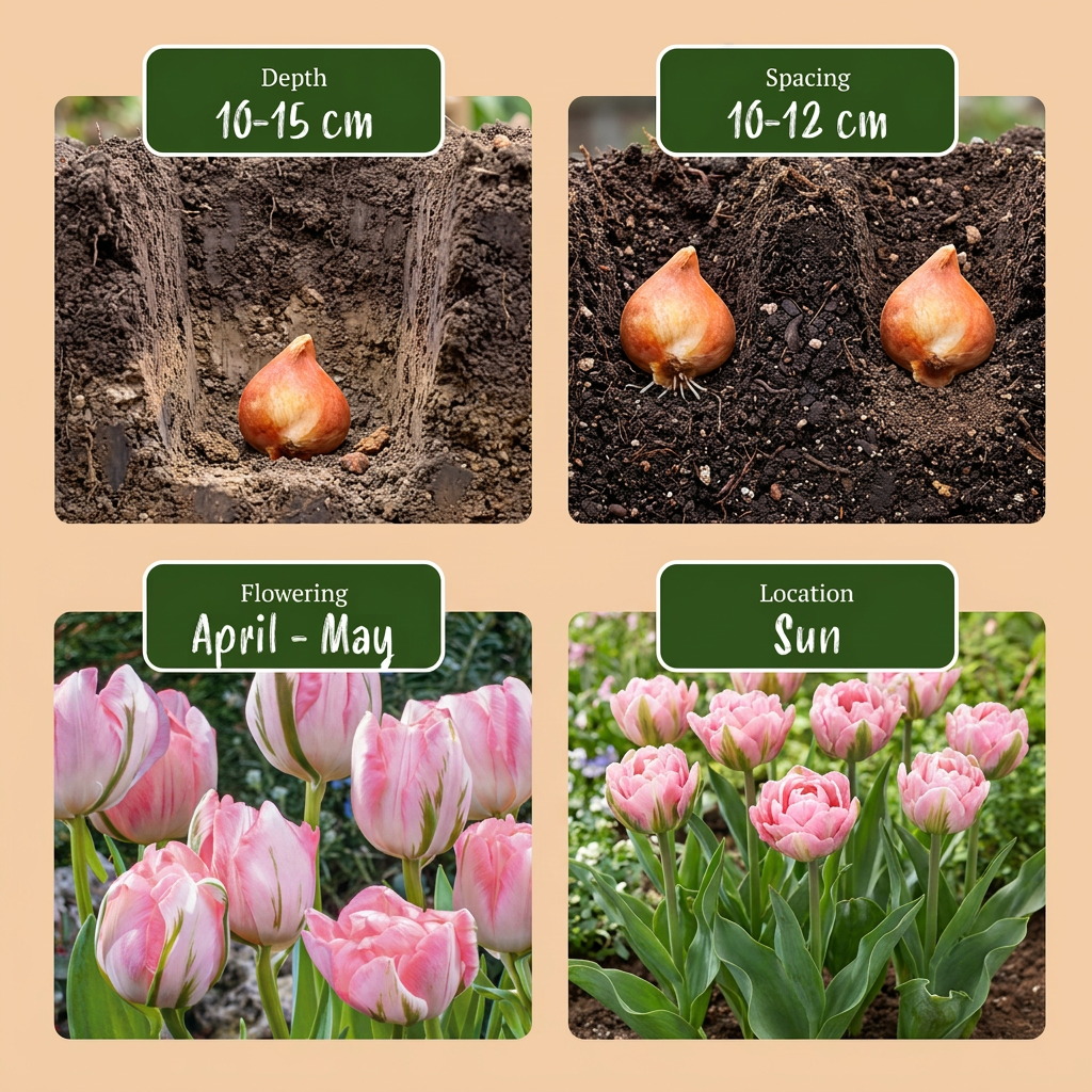 96x Tulipa Double Pink - Tulipe double rose - Rose - Floraison printanière - Calibre 11/12