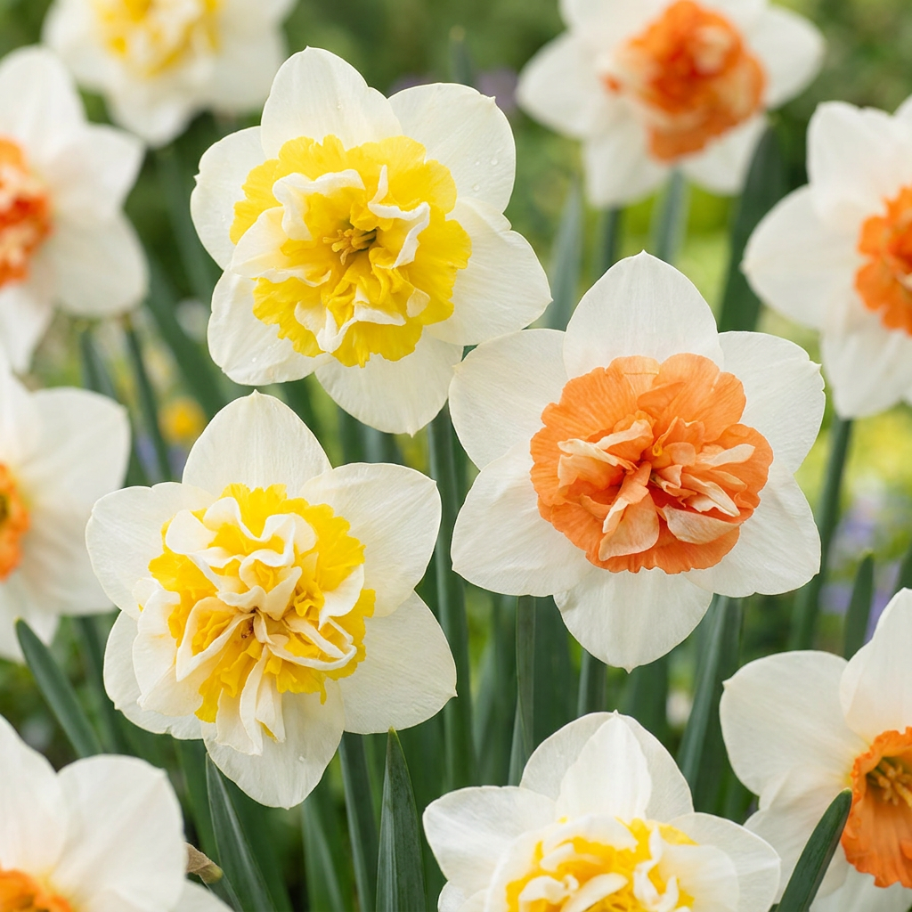 80x Narcissus Macaron Bloss - Narcisse Macaron Bloss - Blanc et Jaune - Floraison printanière - Calibre 12/14