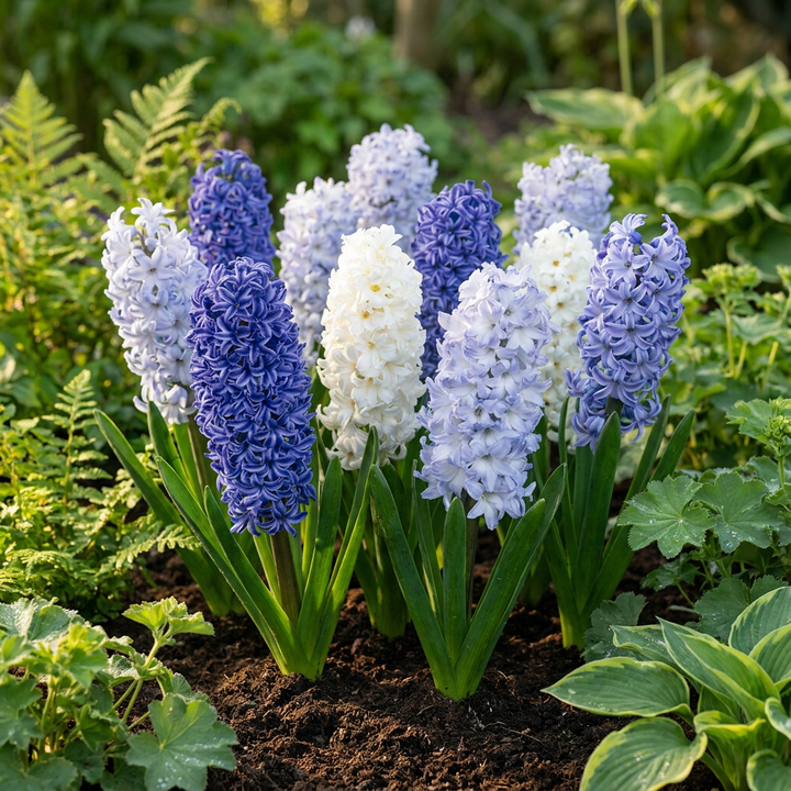 80x Hyacinthus Blue water mix - Jacinthe Blue water mix - Bleu - Floraison printanière - Calibre 14/15