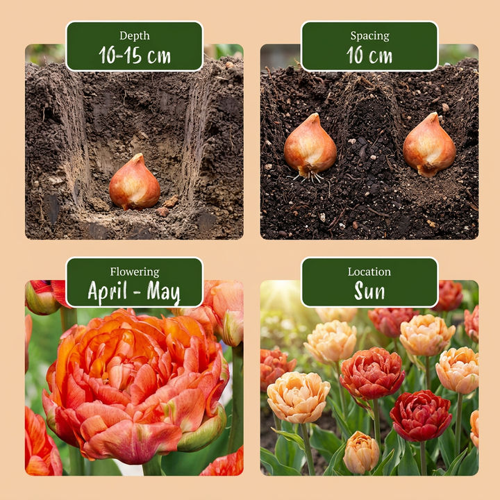 96x Tulipa Gudoshnik Double - Tulipe Gudoshnik Double - Divers - Floraison printanière - Calibre 11/12