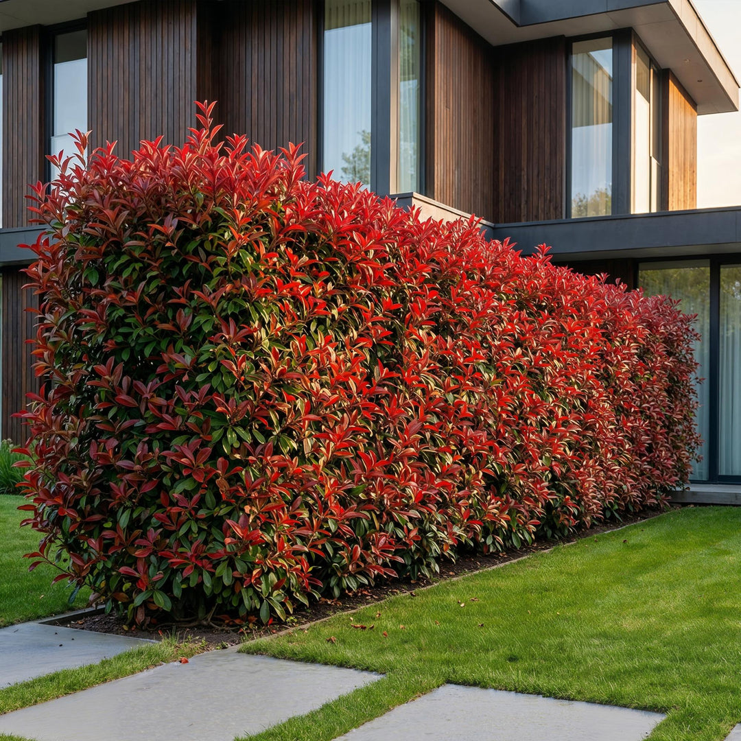 40x Photinia fraseri Carre Rouge - Glossy Mispel - Hedge Plants - Evergreen - Red - Pot 9cm - Height 25-35cm
