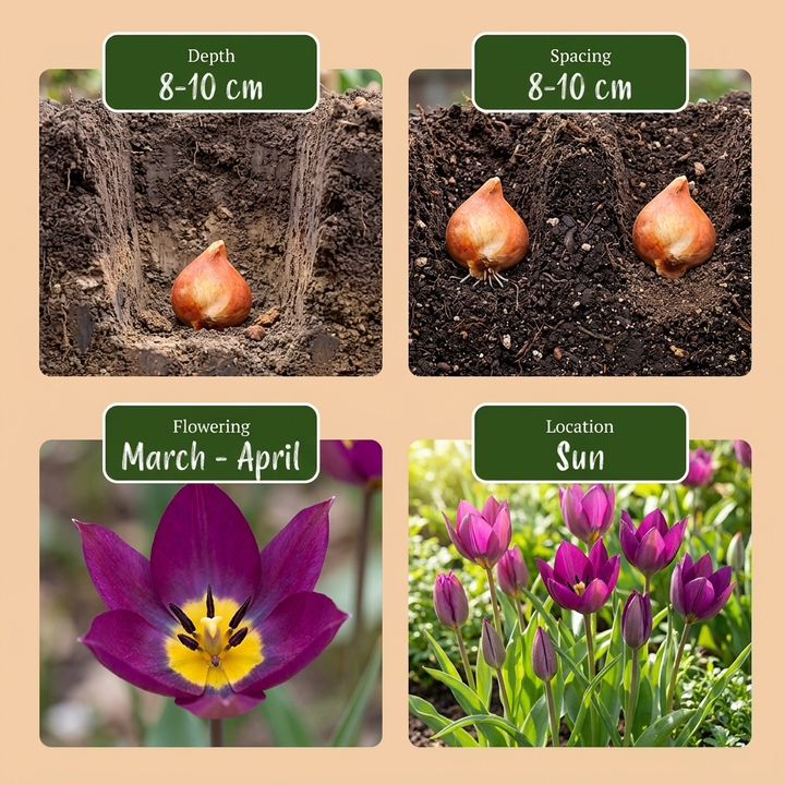 200x Tulipa Persian Pearl - Tulipe Persian Pearl - Violet - Floraison printanière - Calibre 6/7