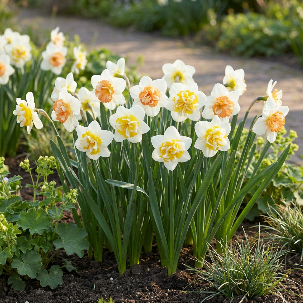 80x Narcissus Macaron Bloss - Narcisse Macaron Bloss - Blanc et Jaune - Floraison printanière - Calibre 12/14