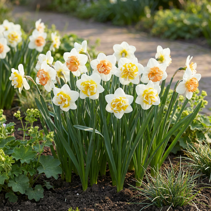 80x Narcissus Macaron Bloss - Narcisse Macaron Bloss - Blanc et Jaune - Floraison printanière - Calibre 12/14