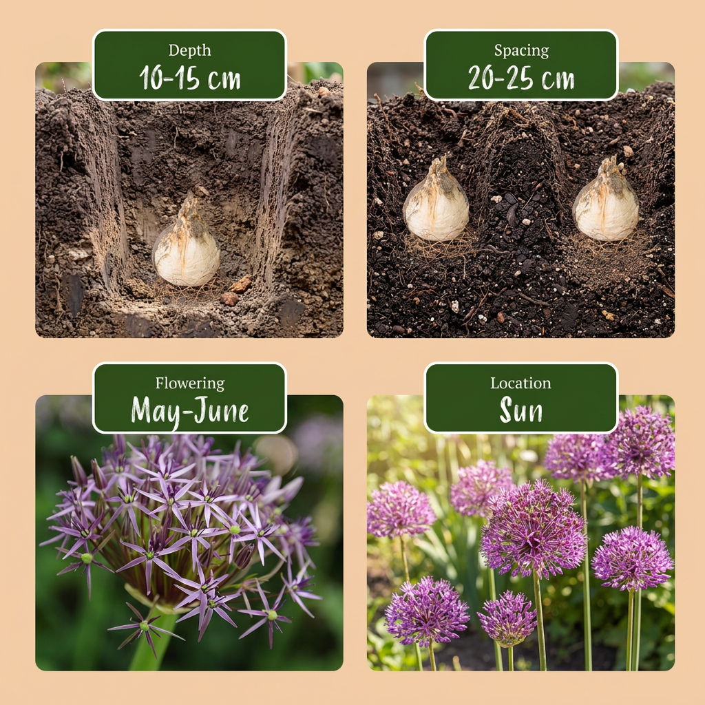 120x Allium Christophii - Ail étoilé de Perse - Violet - Floraison estivale - Calibre 10/12