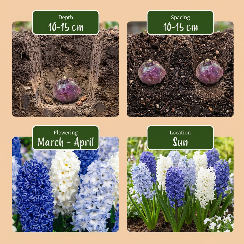 80x Hyacinthus Blue water mix - Jacinthe Blue water mix - Bleu - Floraison printanière - Calibre 14/15