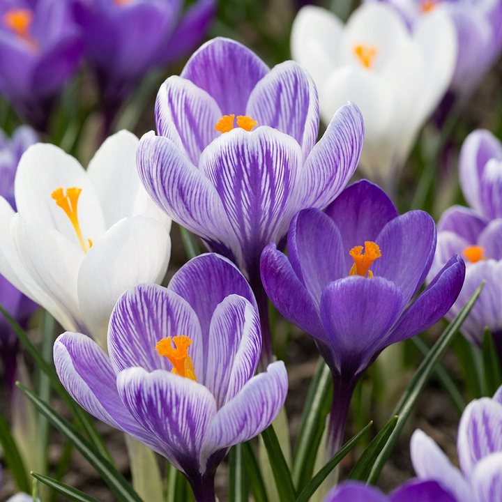 120x Crocus Blue - White - Crocus bleu et blanc - Bleu et Blanc - Bulbe naturalisant - Calibre 7/8