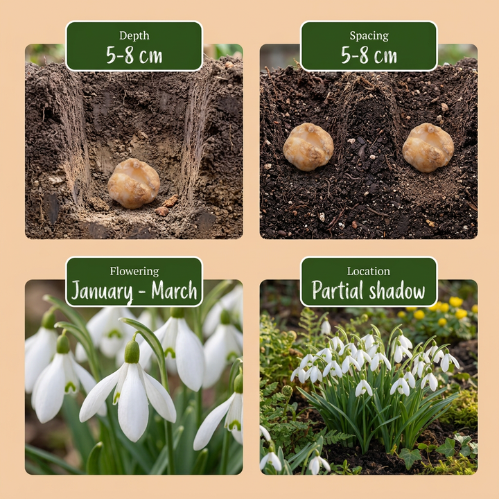 100x Galanthus Elwesii - Perce-neige géant de Turquie - Blanc - Floraison printanière - Calibre 5/6
