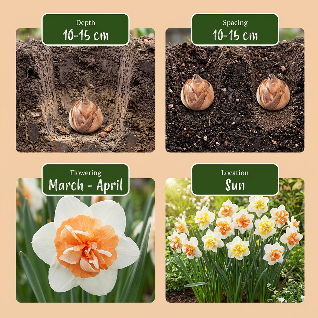80x Narcissus Macaron Bloss - Narcisse Macaron Bloss - Blanc et Jaune - Floraison printanière - Calibre 12/14