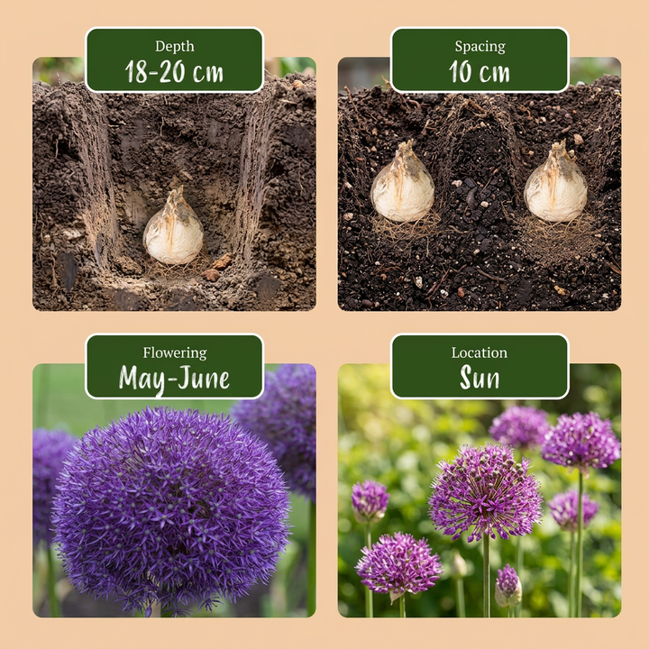 16x Allium Pinball Wizard - Ail ornemental Pinball Wizard - Violet - Floraison estivale - Calibre 18/20