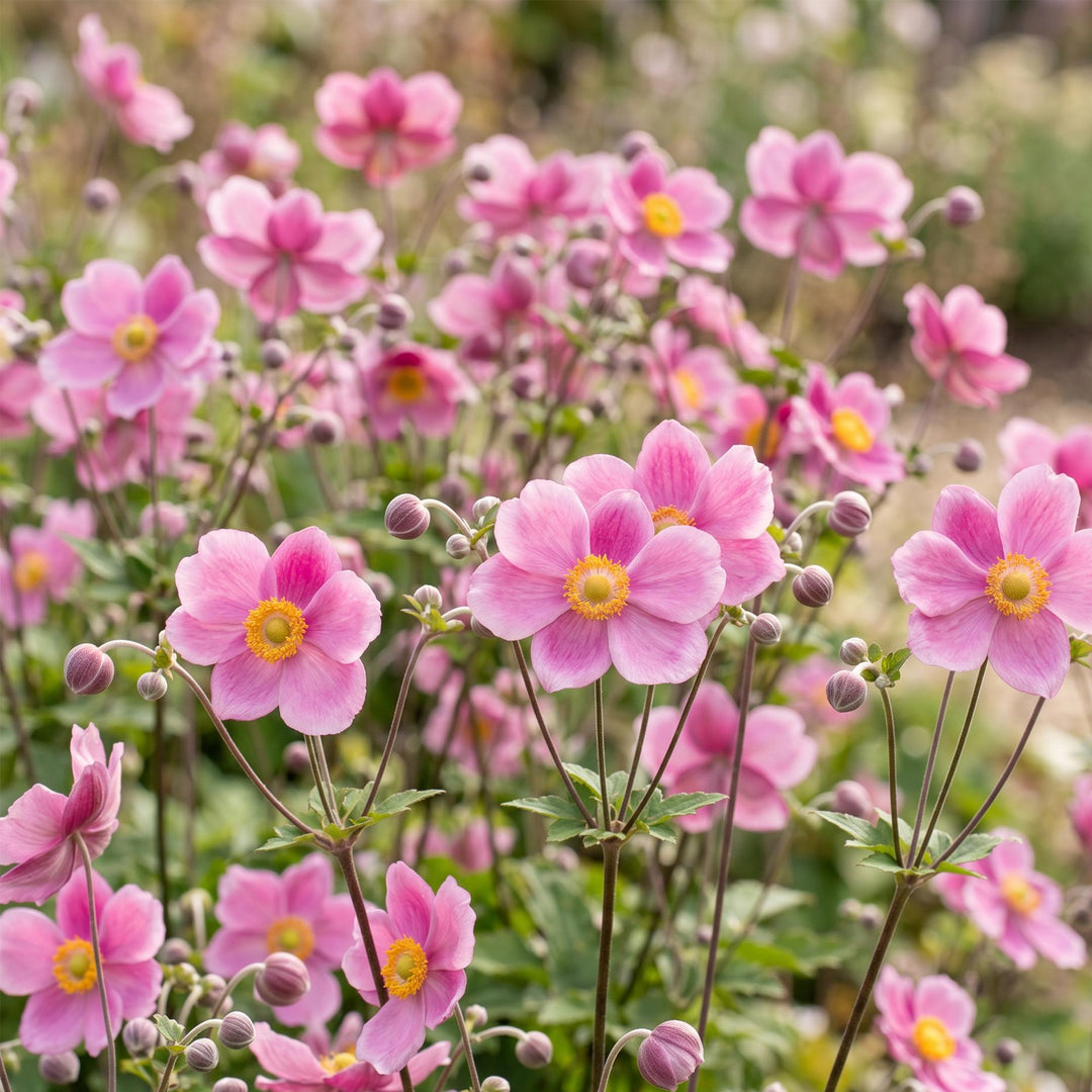 Plante vivace - Anemone hup. Splendens - Anémone d'automne - Ombre - Rose Foncé - 24 Plantes - Pot 11cm - Hauteur 15-25cm
