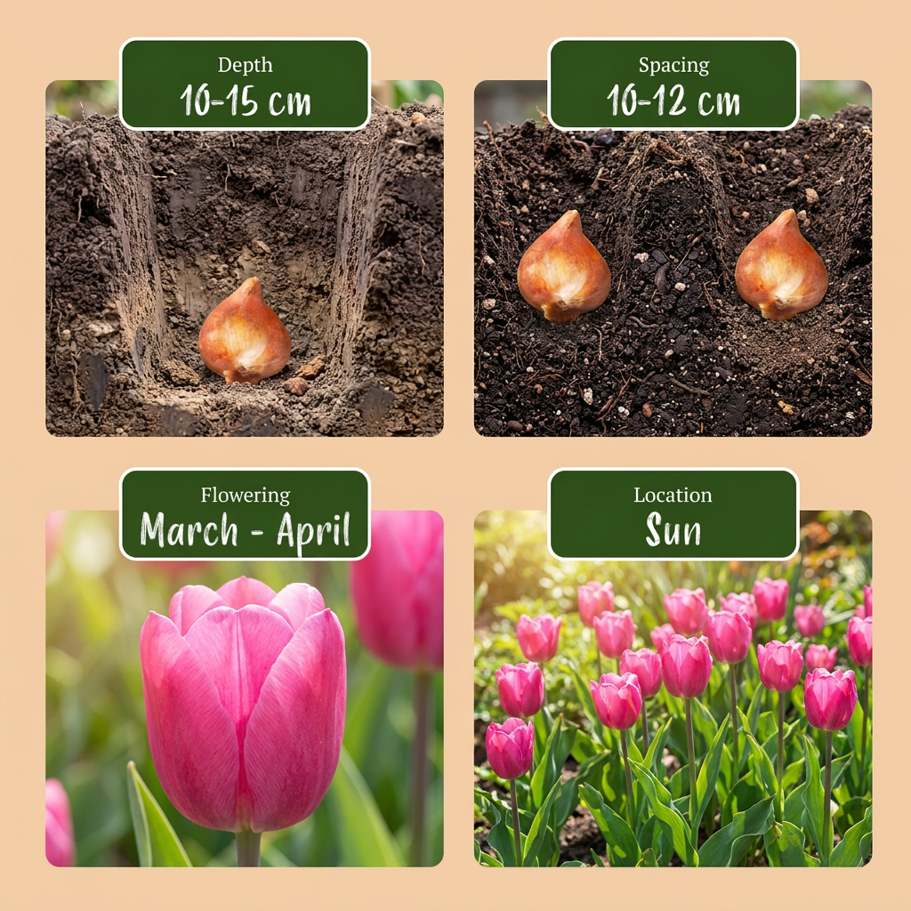 120x Tulipa Triumph Pink - Tulipe Triomphe Rose - Rose - Floraison printanière - Calibre 11/12