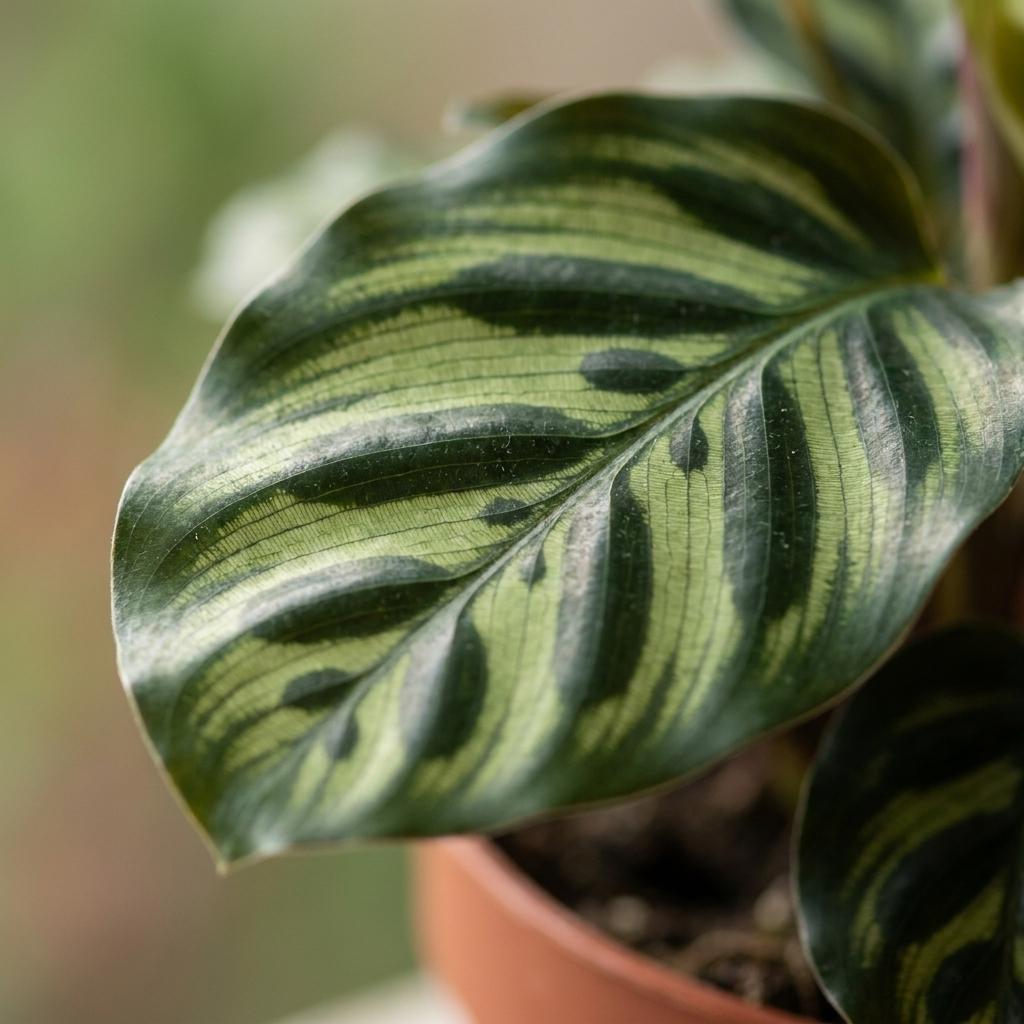 Calathea Makoyana - Peacock Plant - 2 Plants - with Potter Grijs - Pot 12cm - Height 25cm