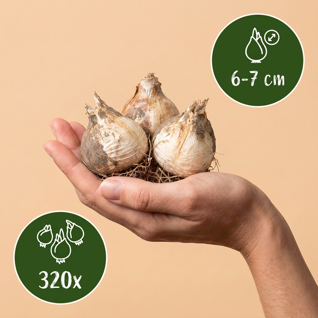320x Allium Ping Pong - Ail ornemental Ping Pong - Blanc - Floraison estivale - Calibre 6/7