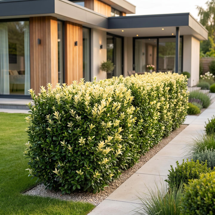 40x Euonymus japonica Paloma Blanca - Spindle - Hedge Plants - Evergreen - Green - White - Pot 9cm - Height 20-30cm