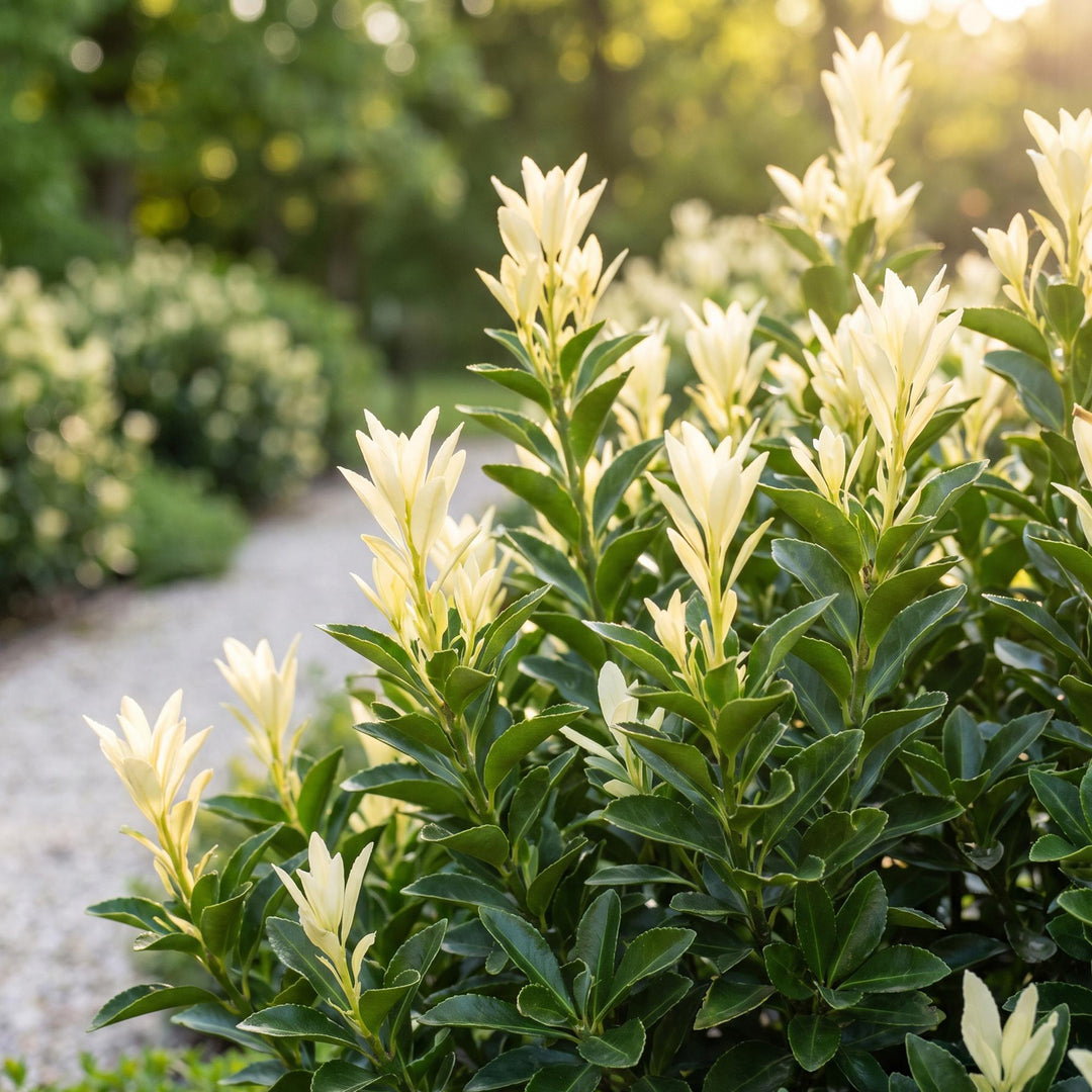 40x Euonymus japonica Paloma Blanca - Spindle - Hedge Plants - Evergreen - Green - White - Pot 9cm - Height 20-30cm