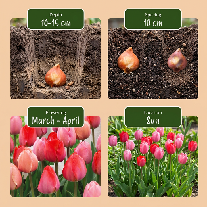 320x Tulipa Pink - Red - Tulipe rose et rouge - Rose et Rouge - Floraison printanière - Calibre 10/12