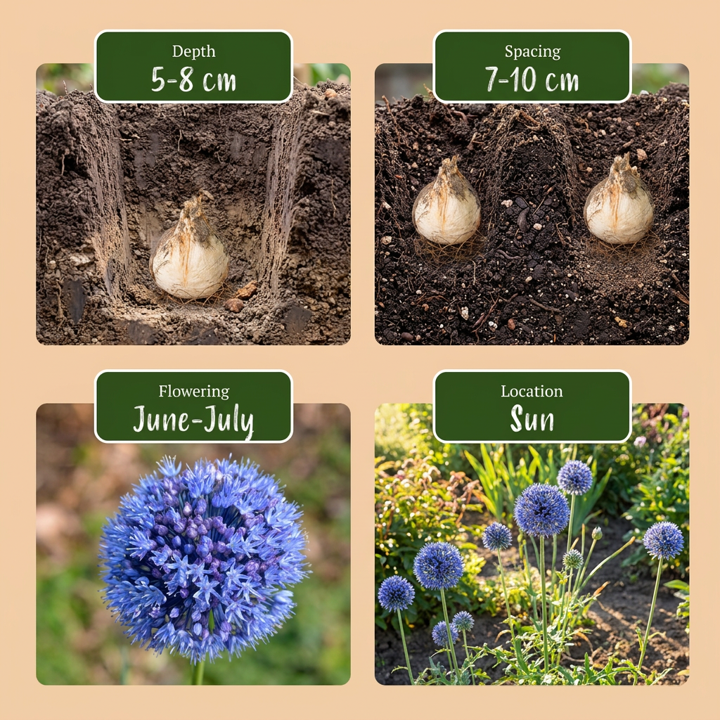 320x Allium Caeruleum - Ail bleu - Bleu - Floraison estivale - Calibre 4/5