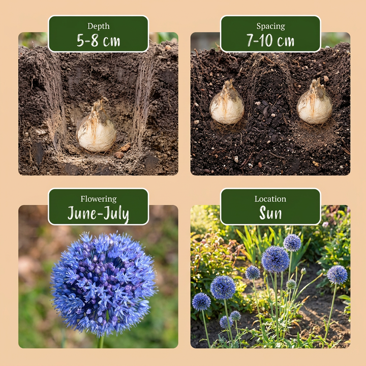 320x Allium Caeruleum - Ail bleu - Bleu - Floraison estivale - Calibre 4/5