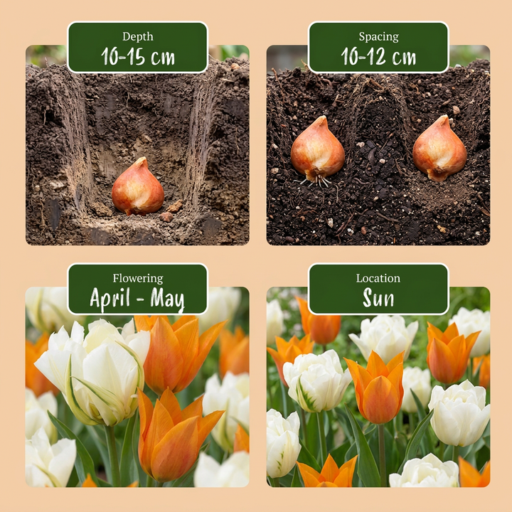 120x Tulipa Sunbath - Tulipe Sunbath - Jaune et Blanc - Floraison printanière - Calibre 11/12