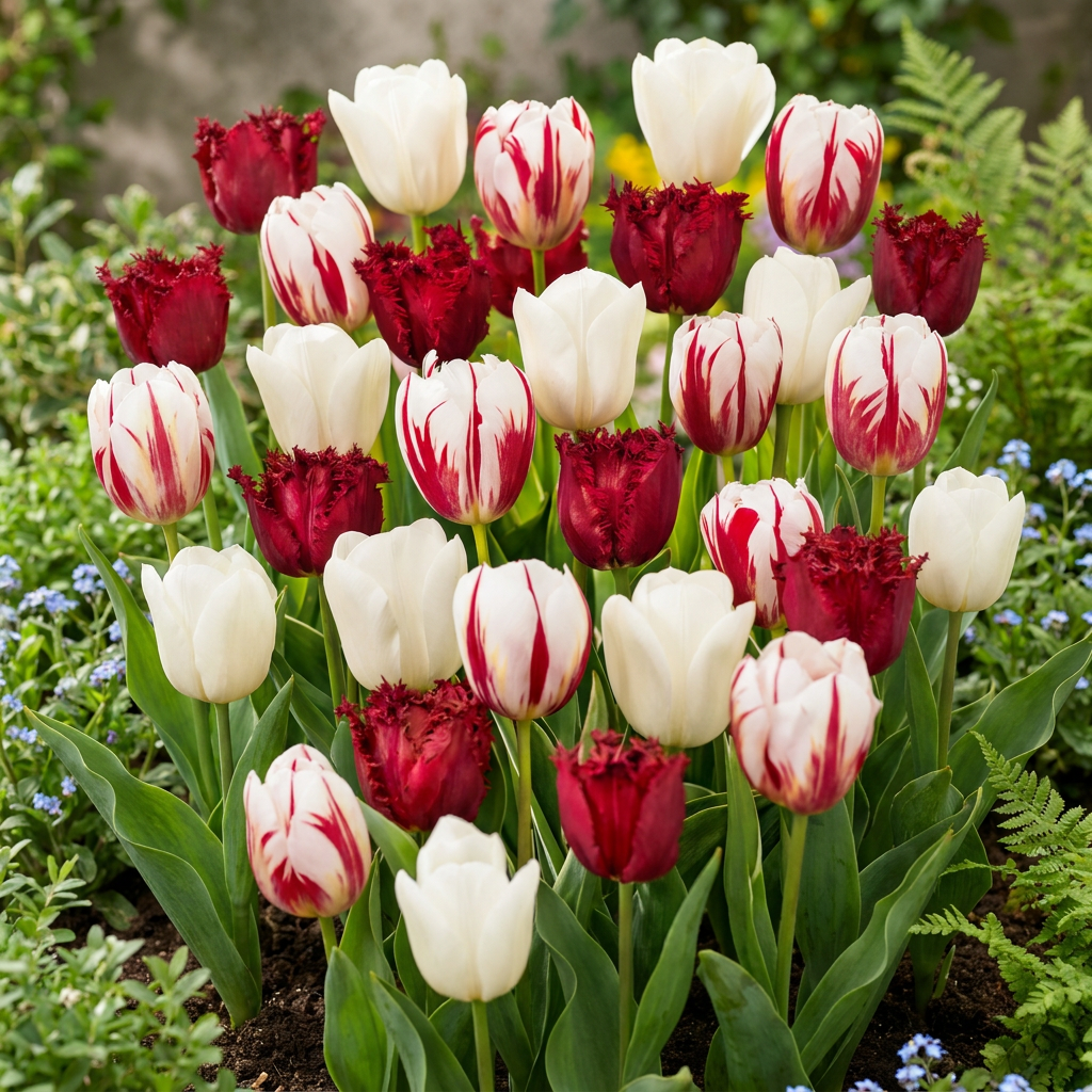 120x Tulipa Dutch Design - Tulipe Dutch Design - Rose et Blanc - Floraison printanière - Calibre 11/12