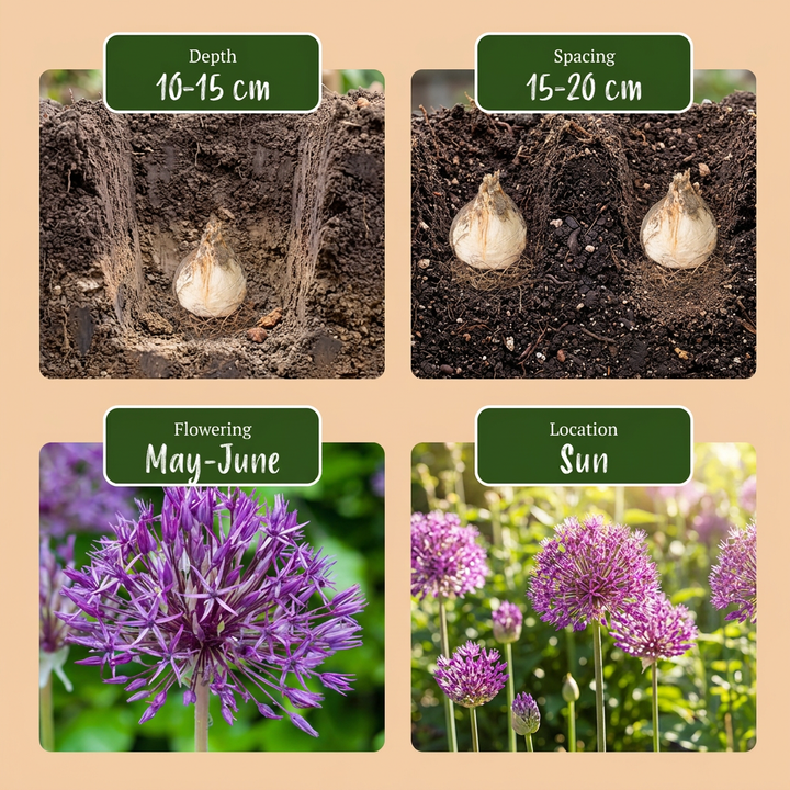 320x Allium Purple Rain - Ail ornemental 'Purple Rain' - Violet - Floraison estivale - Calibre 10/12