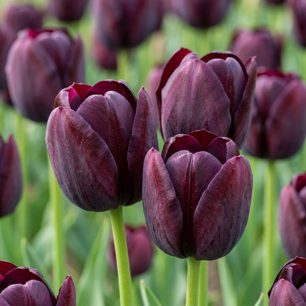 96x Tulipa Triumph Black - Tulipe Triumph Noire - Violet Foncé - Floraison printanière - Calibre 11/12