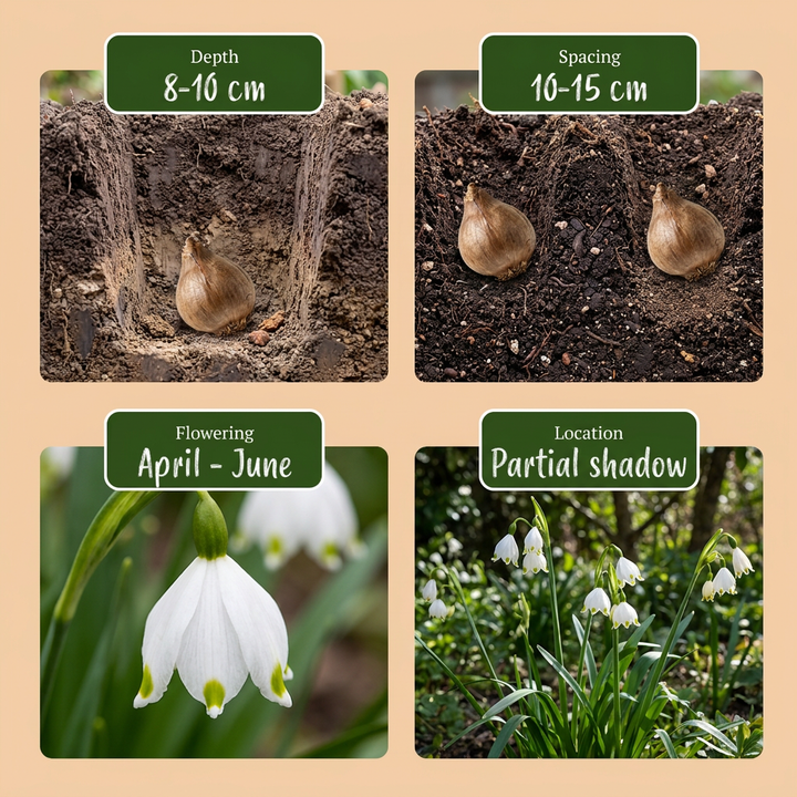 320x Leucojum Aestivum - Nivéole d'été - Blanc - Floraison printanière - Calibre 8/9
