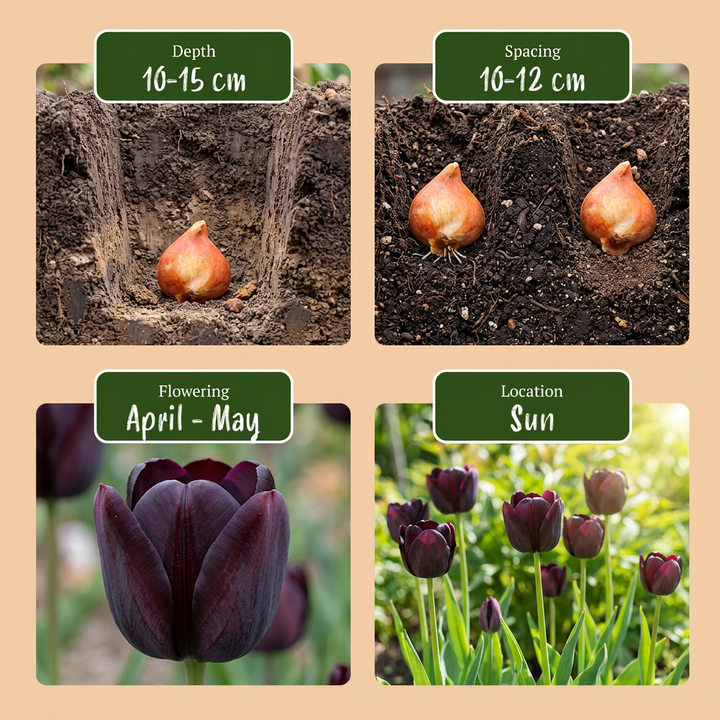 280x Tulipa Black - Tulipe noire - Noir - Floraison printanière - Calibre 10/11