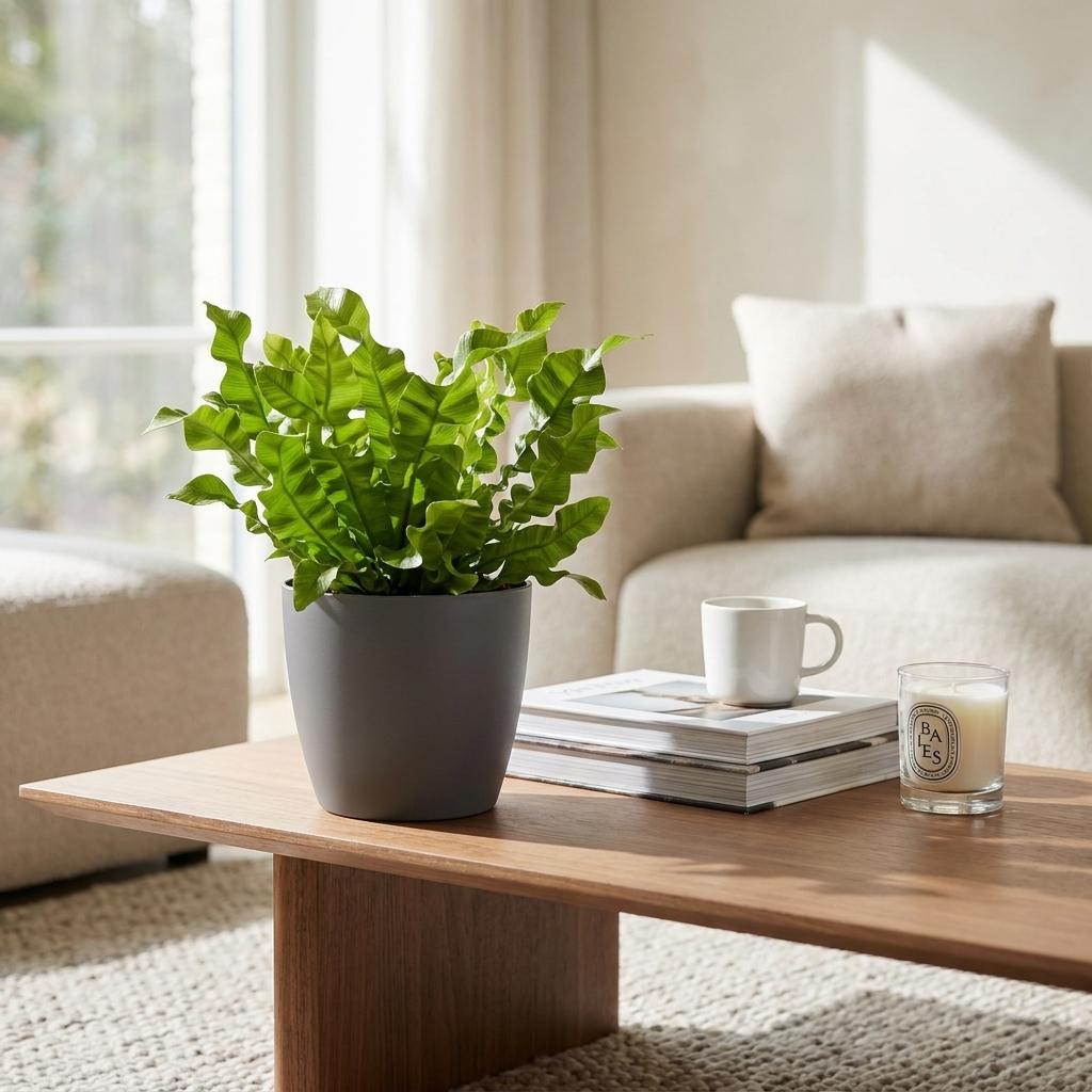 Asplenium Crispy Wave - Crispy Wave Fern - 4 Plants - with Potter Grijs - Pot 12cm - Height - 30cm
