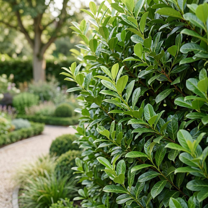 40 Prunus laurocerasus 'Rotundifolia' cherry laurel plants in 9cm pots, 25-35cm tall - view 5