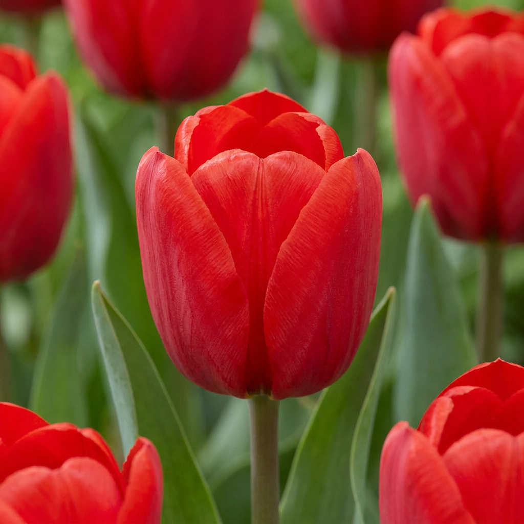 120x Tulipa Triumph Red - Tulipe Triomphe Rouge - Rouge - Floraison printanière - Calibre 11/12