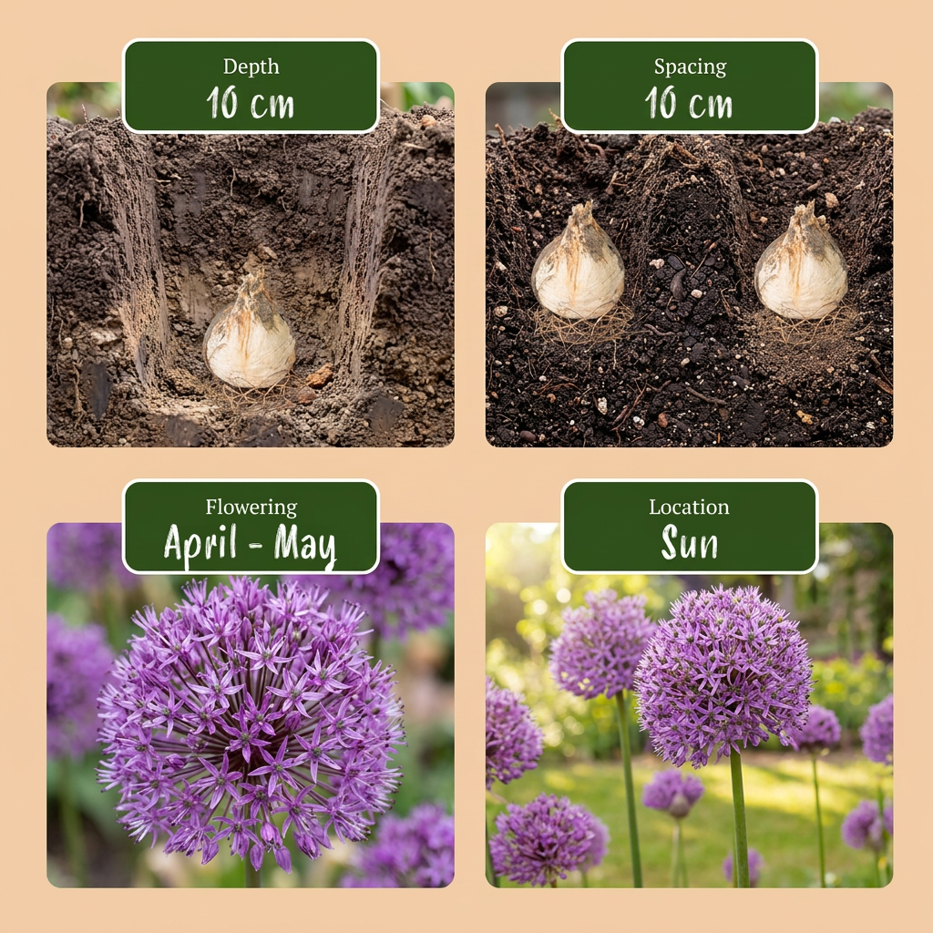 640x Bulb Garden Allium - Ail d'ornement - Divers - Floraison estivale - Calibre 10/12