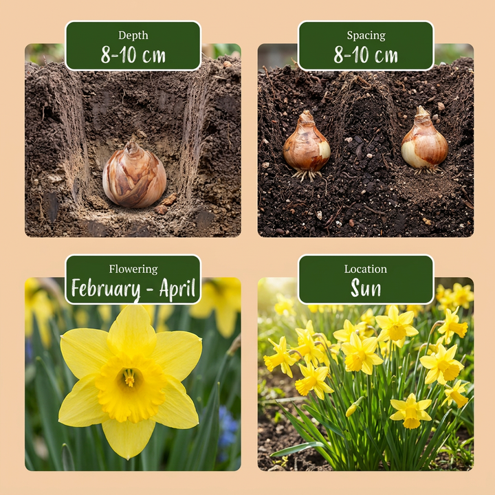 100x Narcissus Tete-A-Tete - Narcisse Tête-à-tête - Jaune - Floraison printanière - Calibre 10/11