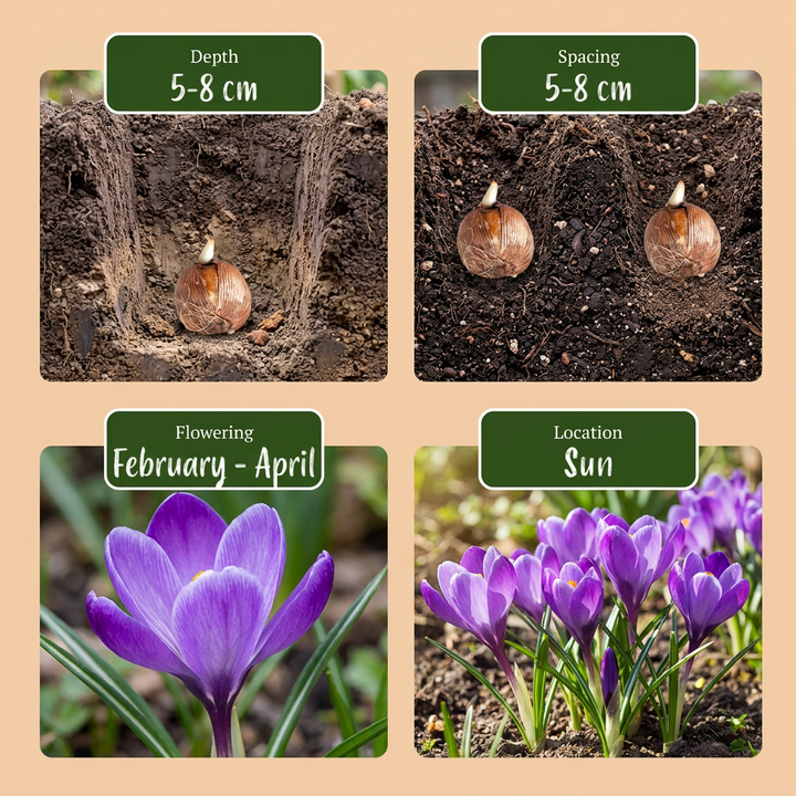 240x Crocus Blue - Crocus bleu - Bleu - Bulbe naturalisant - Calibre 7/8