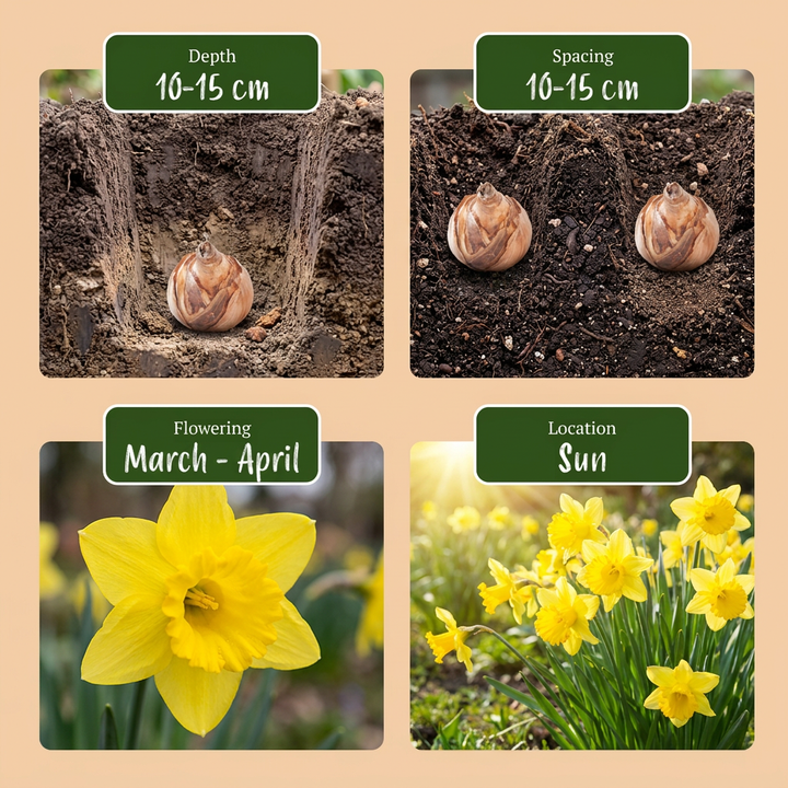 120x Narcissus Carlton - Jonquille Carlton - Jaune - Floraison printanière - Calibre 12/14