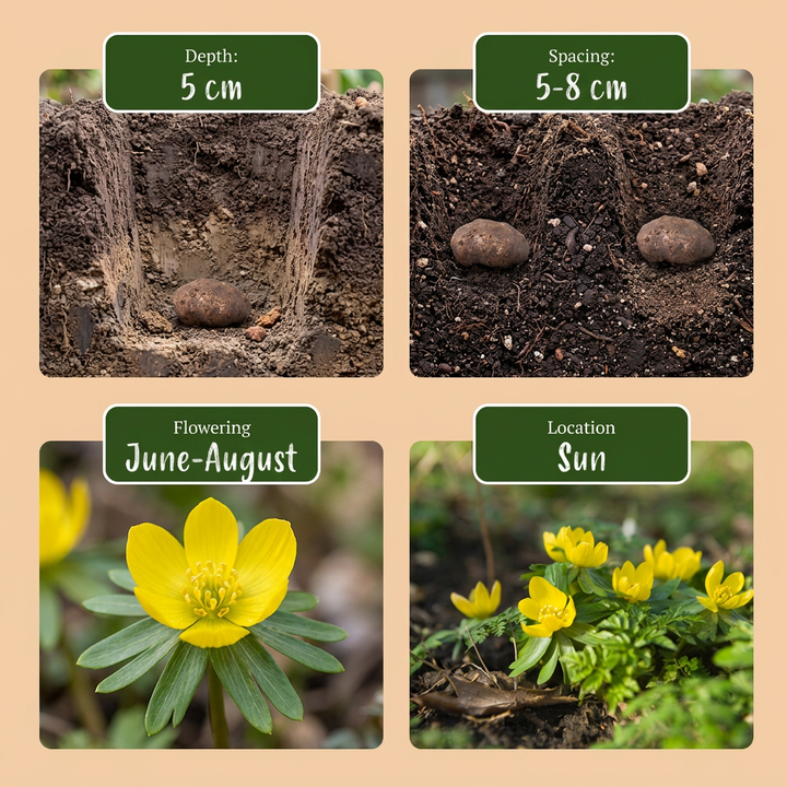 200x Eranthis Cilicica - Éranthe de Cilicie - Jaune - Floraison printanière - Calibre 4/5