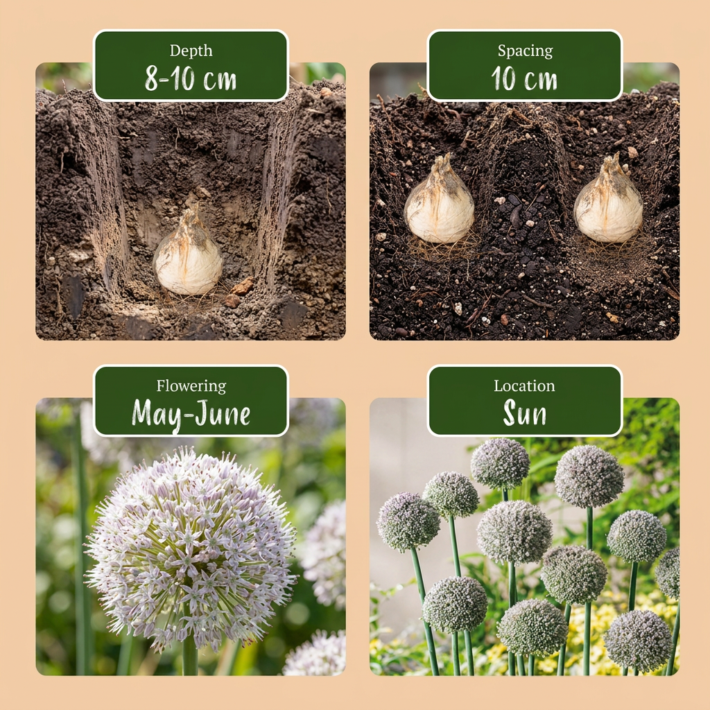 320x Allium Ping Pong - Ail ornemental Ping Pong - Blanc - Floraison estivale - Calibre 6/7