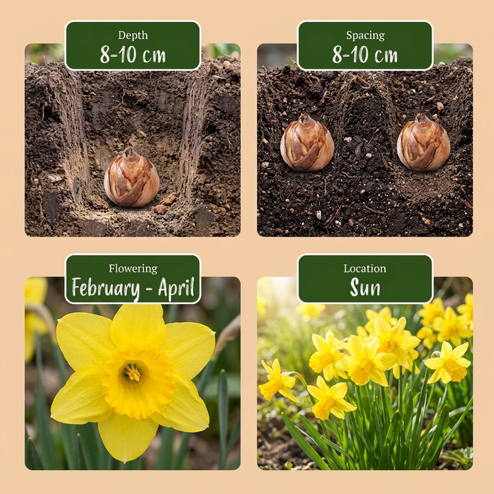 120x Narcissus February Gold - Jonquille February Gold - Jaune - Floraison printanière - Calibre 10/12
