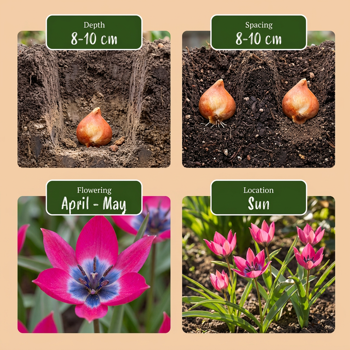 200x Tulipa Little Beauty - Tulipe Little Beauty - Rose - Floraison printanière - Calibre 6/+