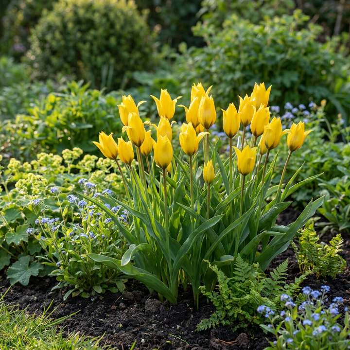 160x Tulipa Sylvestris - Tulipe sauvage - Jaune - Bulbe naturalisant - Calibre 5/6