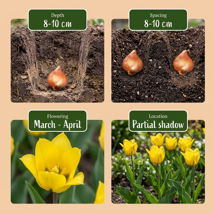 160x Tulipa Sylvestris - Tulipe sauvage - Jaune - Bulbe naturalisant - Calibre 5/6