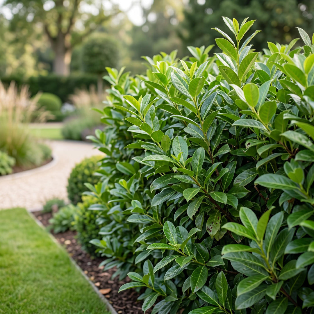 40 Prunus laurocerasus 'Novita' cherry laurel plants in 9cm pots, 25-35cm tall - view 5
