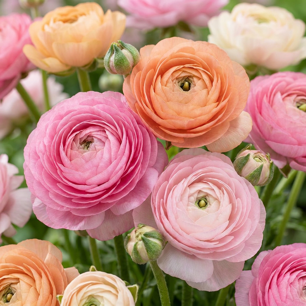 320x Ranunculus Pastel Mix - Renoncule mélange pastel - D - Floraison estivale - Calibre 5/6