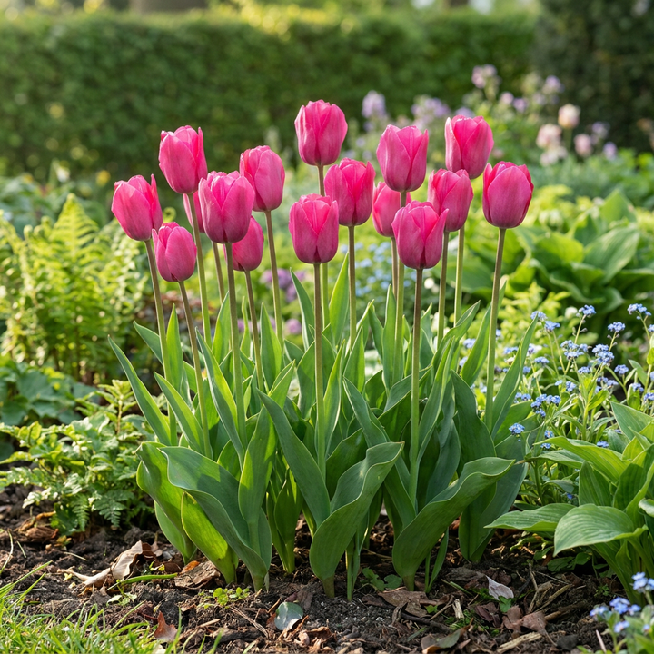 120x Tulipa Triumph Pink - Tulipe Triomphe Rose - Rose - Floraison printanière - Calibre 11/12