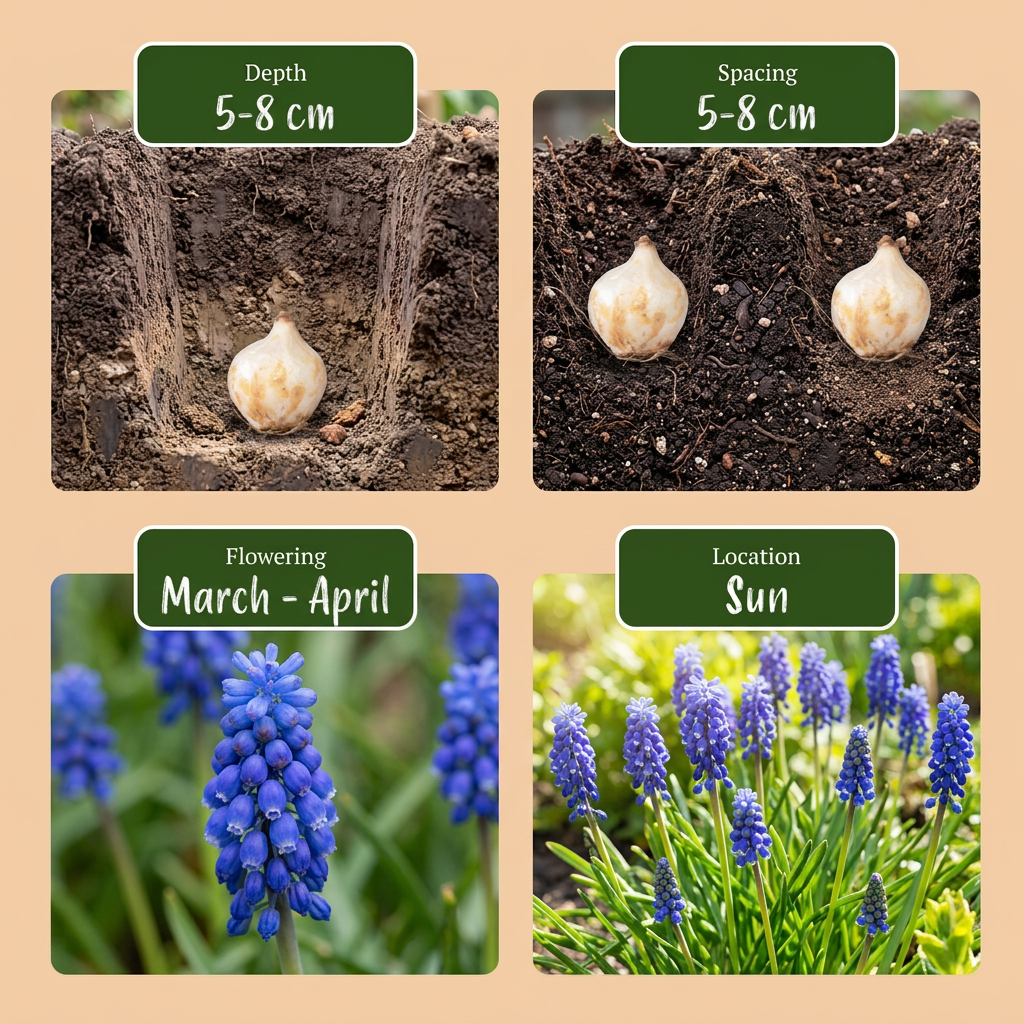 400x Muscari Armeniacum - Jacinthe à grappes d'Arménie - Bleu - Bulbe naturalisant - Calibre 8/9