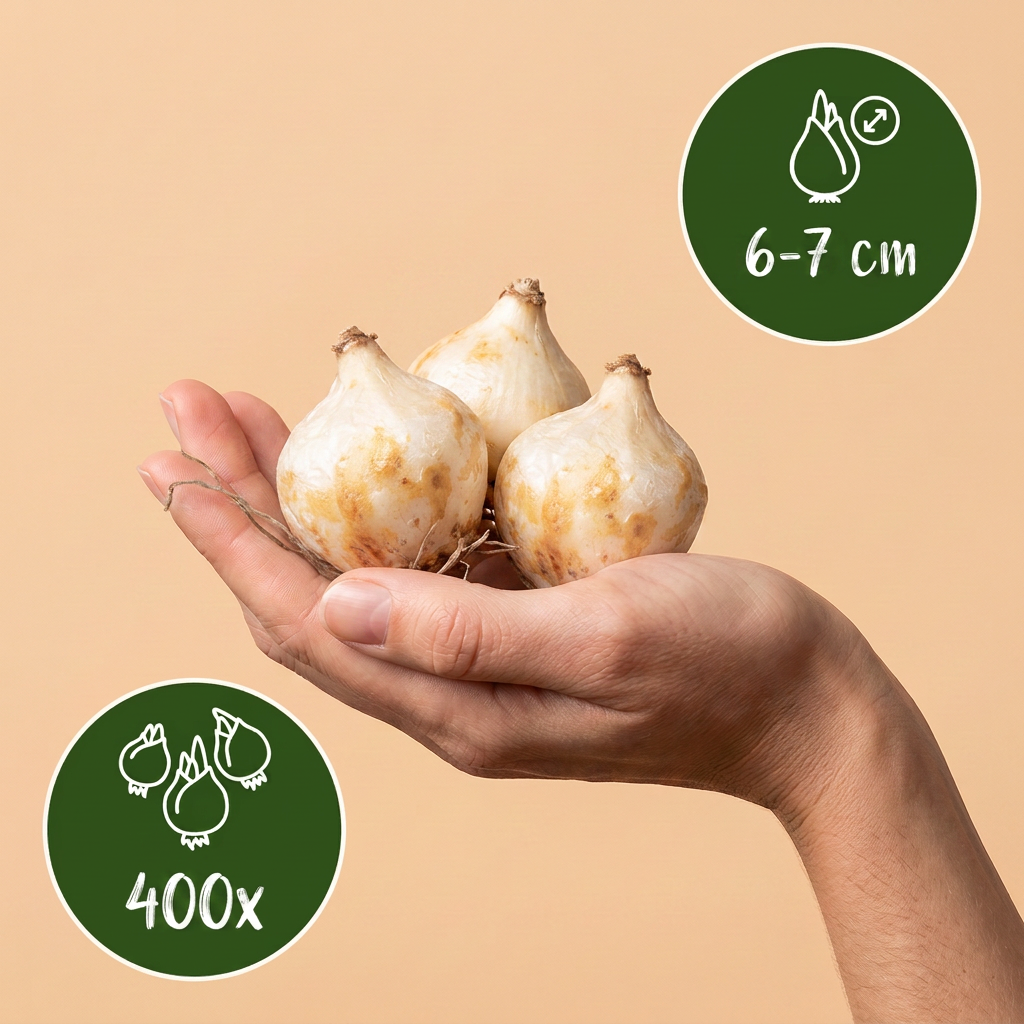 400x Muscari White Magic - Muscari blanc - Blanc - Bulbe naturalisant - Calibre 6/7