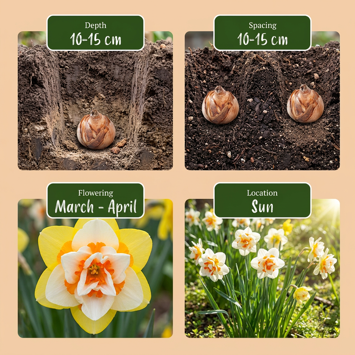 240x Narcissus Double mix - Narcisse double en mélange - Divers - Floraison printanière - Calibre 10/12