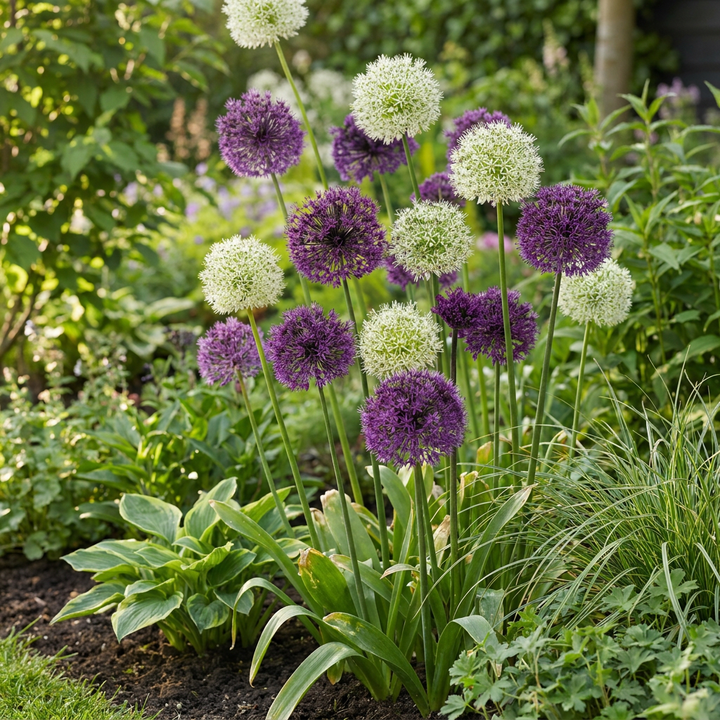 320x Allium Purple - White Mix - Mélange d'ails d'ornement pourpre et blanc - Pourpre et Blanc - Floraison estivale - Calibre 10/12